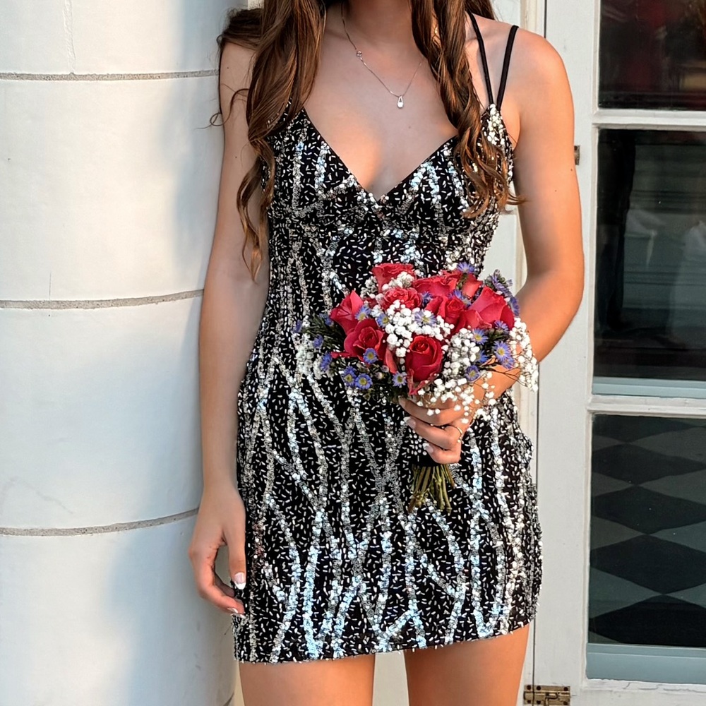 Windsor Sparkling Zebra Sequin Mini Dress